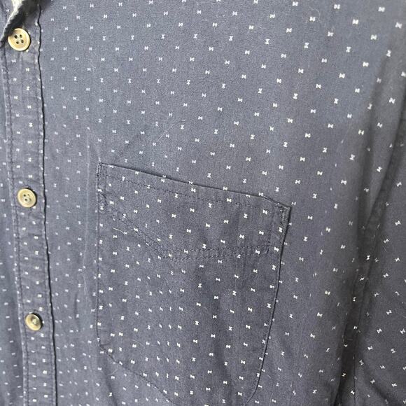 PD&C men's large button down casual shirt navy blue white cotton slim fit - Picture 3 of 16